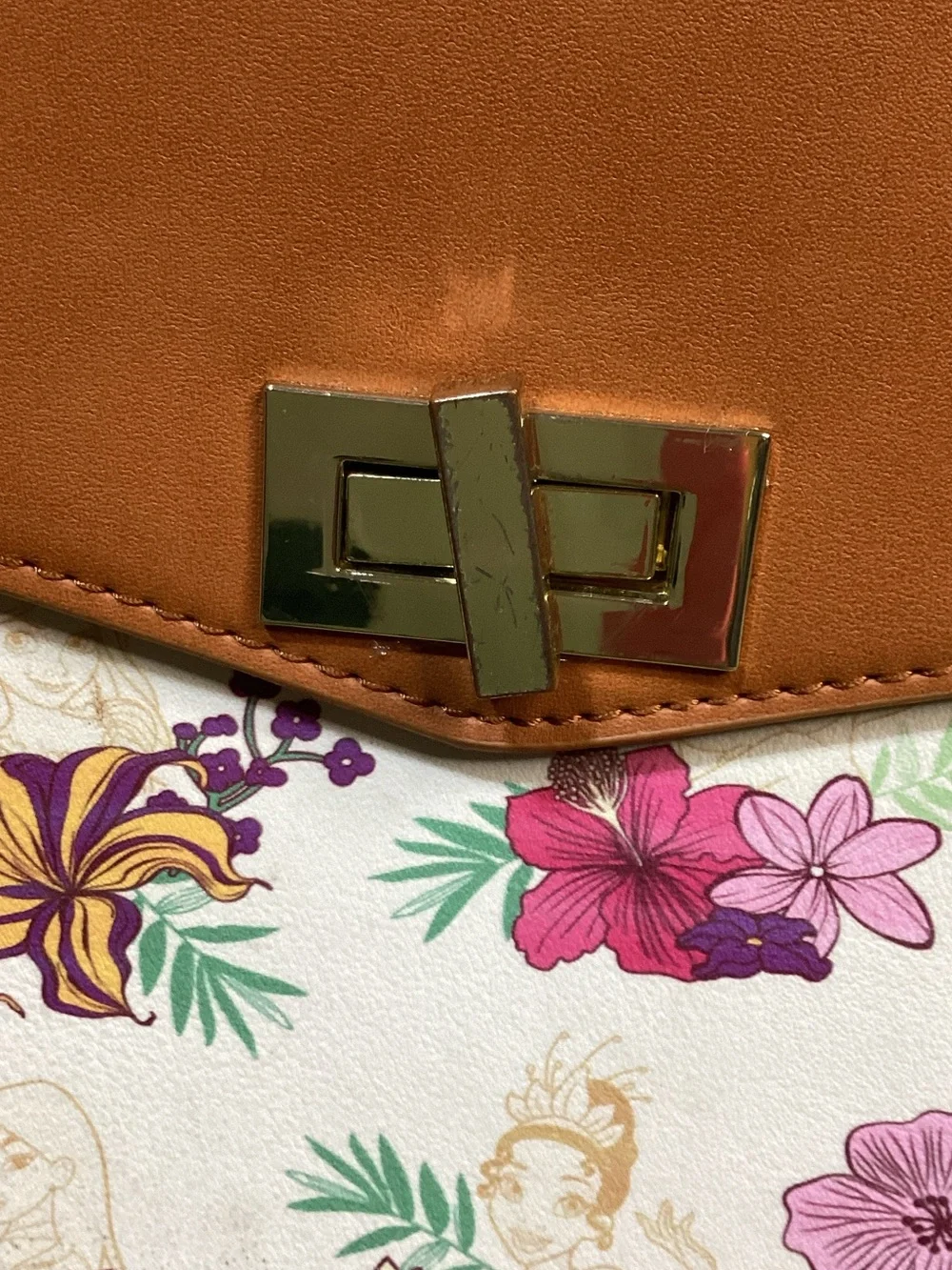 Loungefly Disney Princess Floral Crossbody Purse Tan Satchel Bag